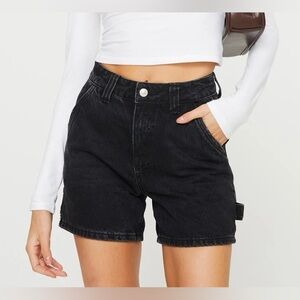 Women’s Princess Polly Lou Carpenter Washed Black Denim Shorts Size 10